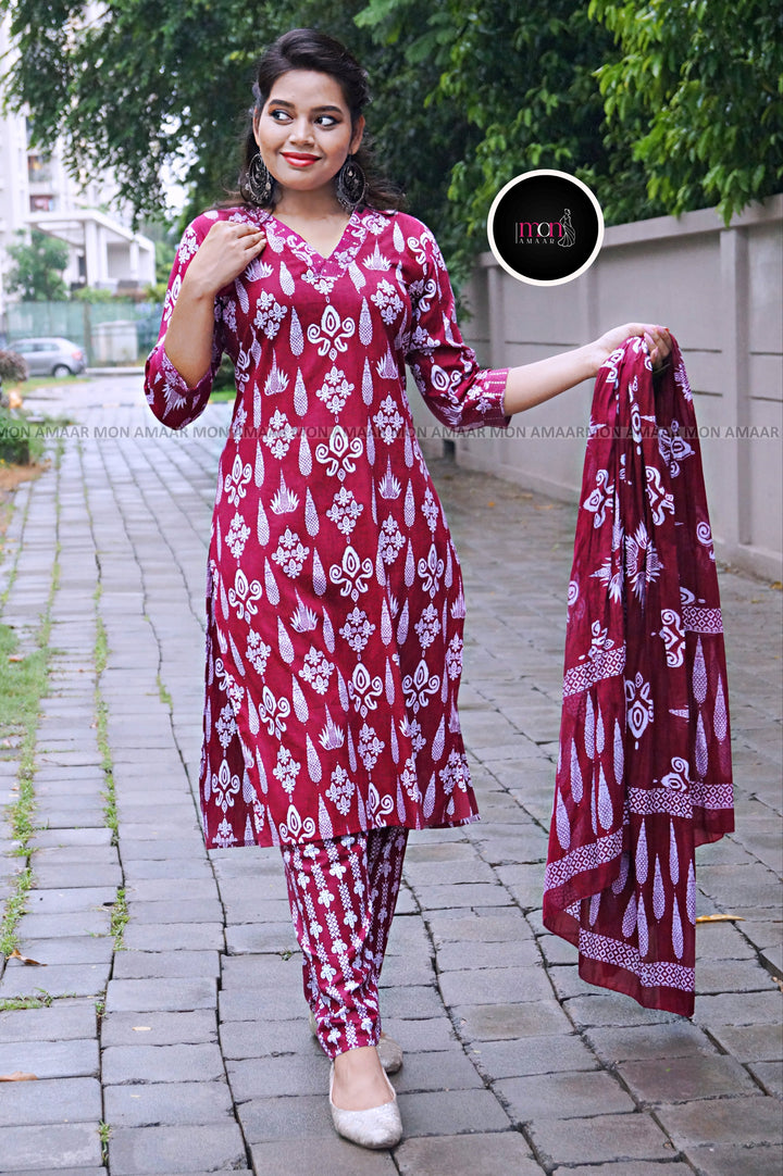 Colorful Clouds-Cotton Kurti Set