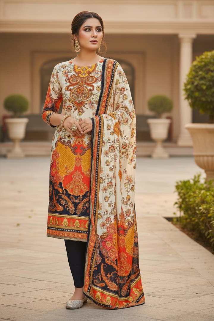Nayab - Pakistani Style Muslin Crepe Silk Kurti set