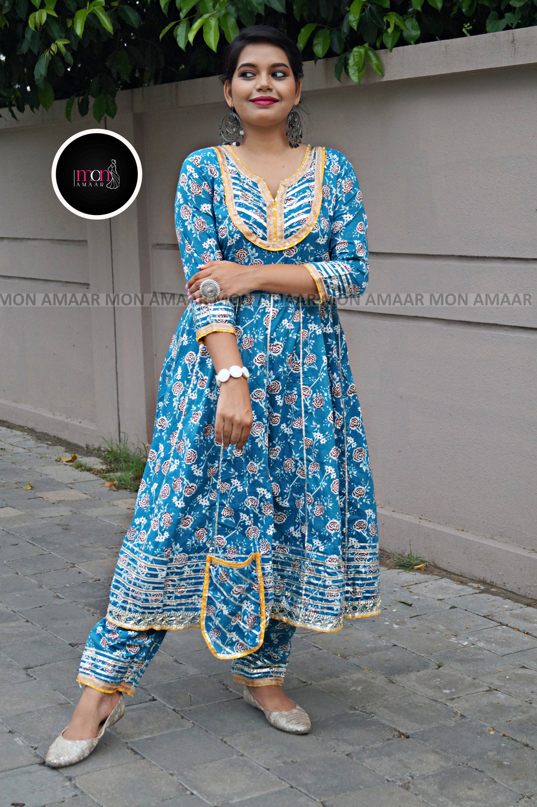 Filmy Dreams- Anarkali Kurti Set With Small Bag