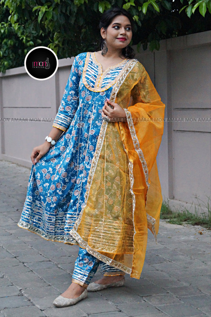 Filmy Dreams- Anarkali Kurti Set With Small Bag