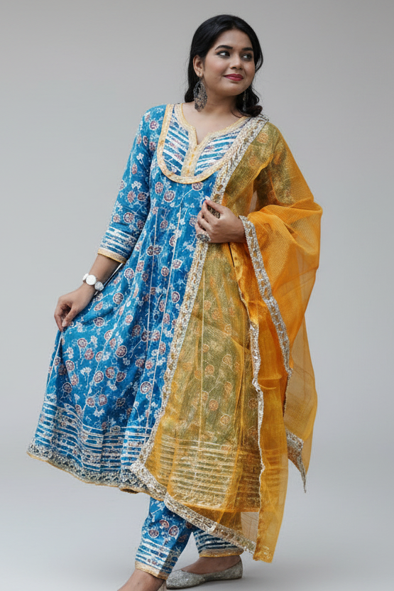 Filmy Dreams- Anarkali Kurti Set With Small Bag