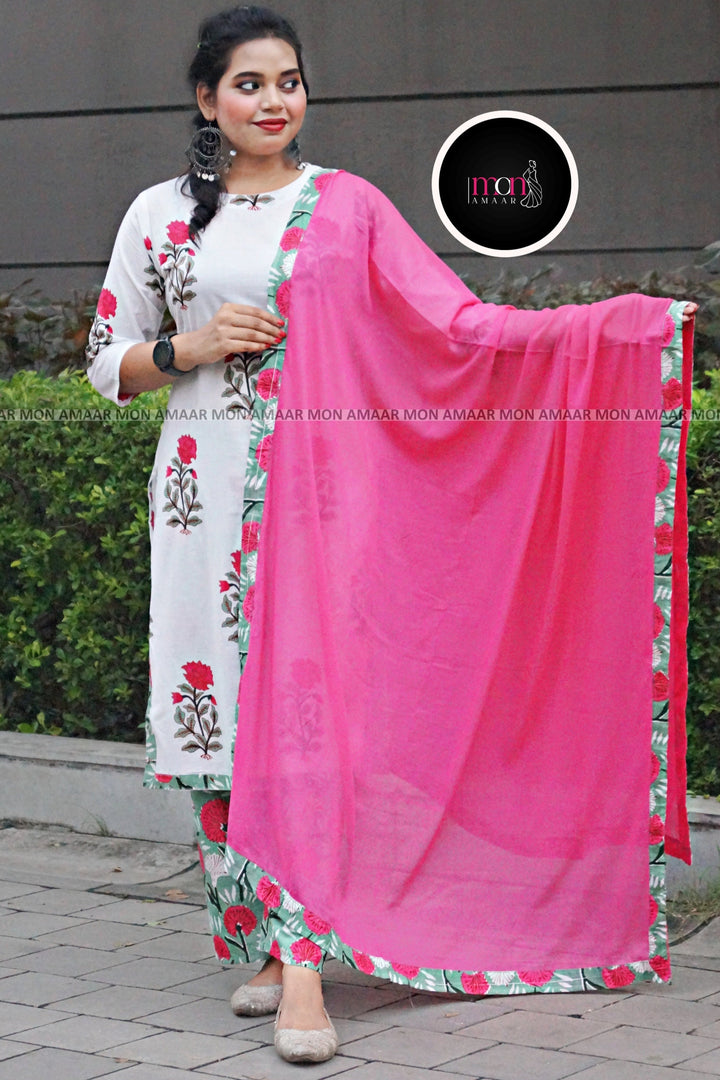 Peace In Garden - Cotton Kurti Set