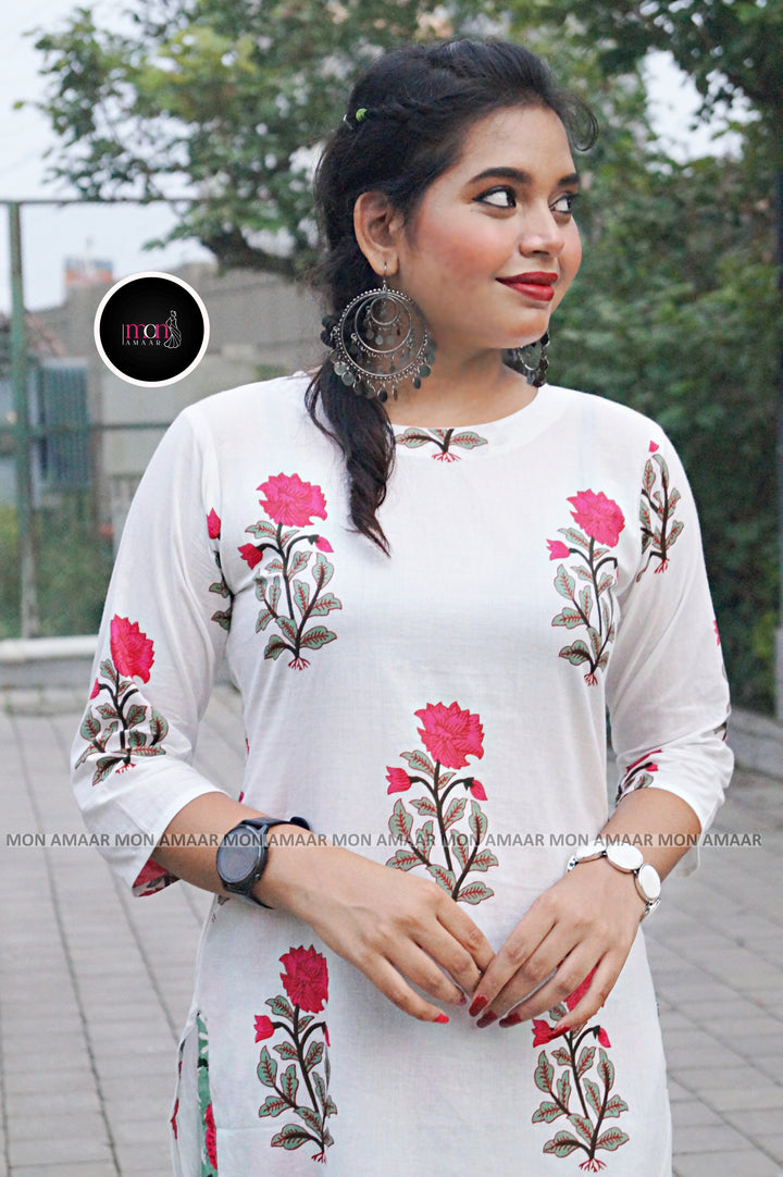 Peace In Garden - Cotton Kurti Set