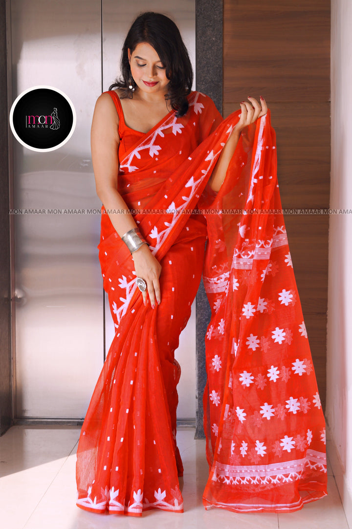 Laal Pari-  Dhakai Jamdani Saree