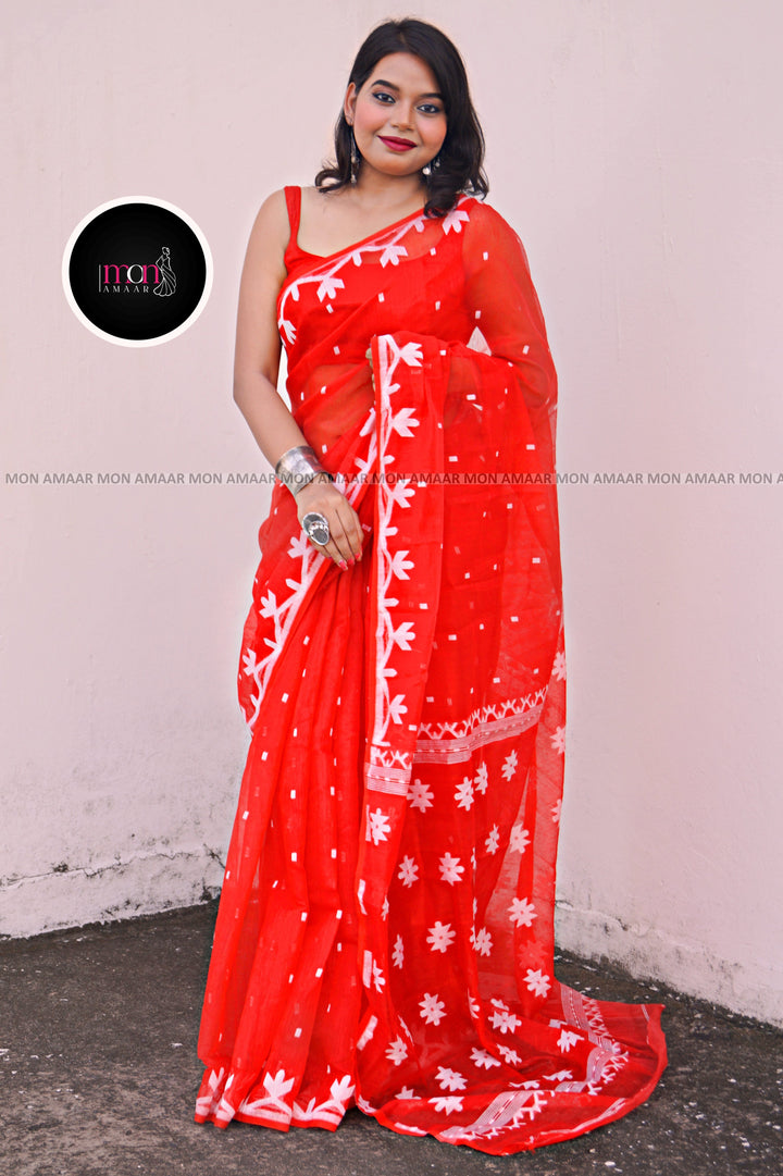 Laal Pari-  Dhakai Jamdani Saree