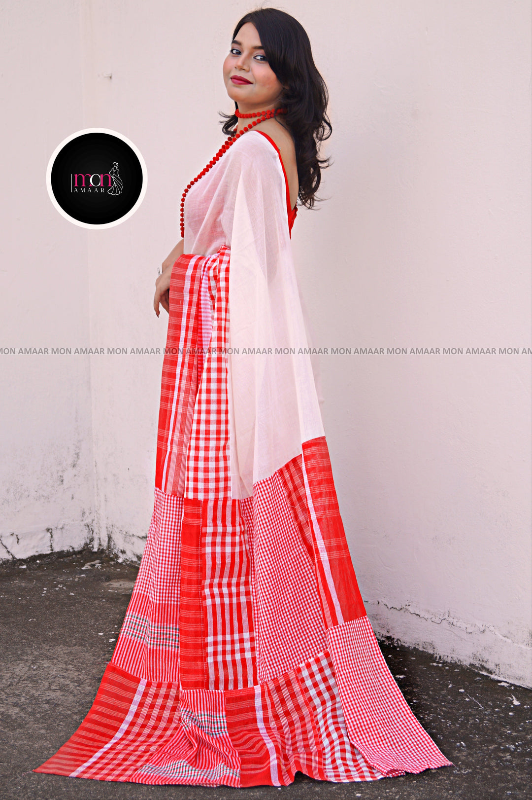 Maa Aschen- Durga Puja Special Gamcha Cotton Saree