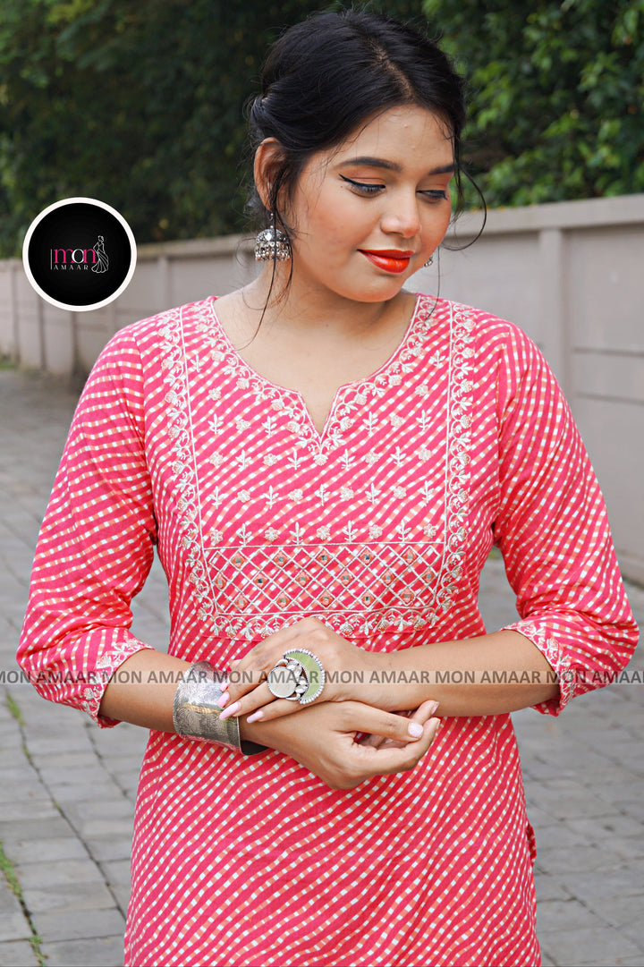 Pink City- Cotton Kurti Set