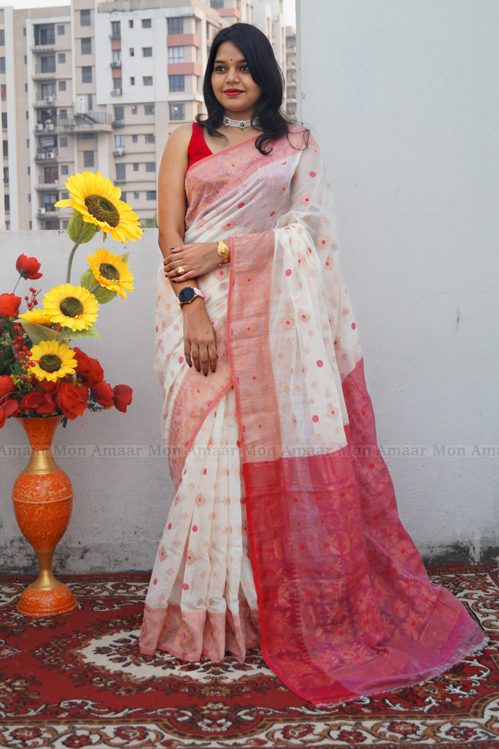 Bodhisattika  Dhakai Jamdani Saree(without Blouse Piece)