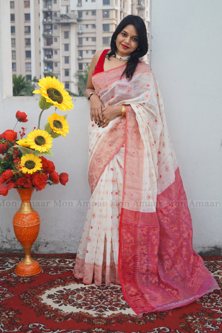 Bodhisattika  Dhakai Jamdani Saree(without Blouse Piece)