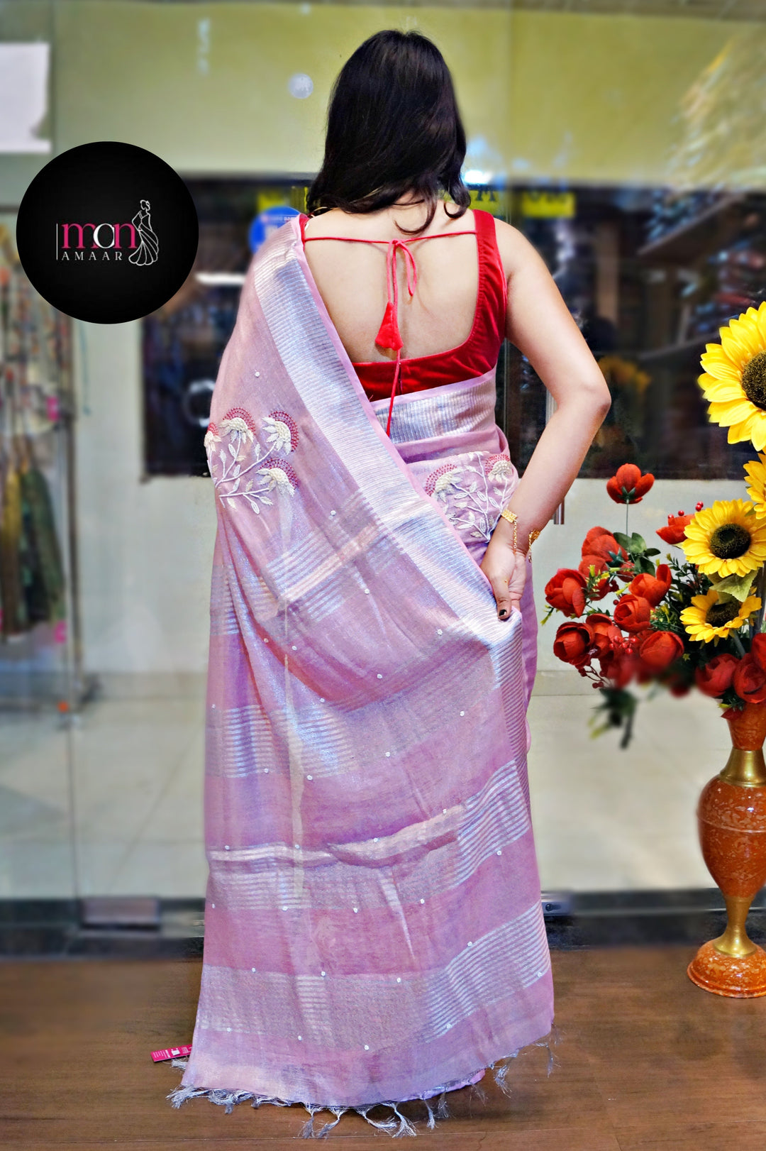 Pearl Of Ribbon (Pure Tissue Linen Saree)