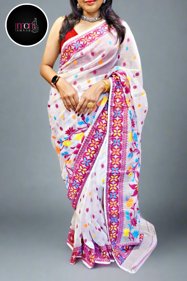 Bengal Blossom -Dhakai Jamdani Saree