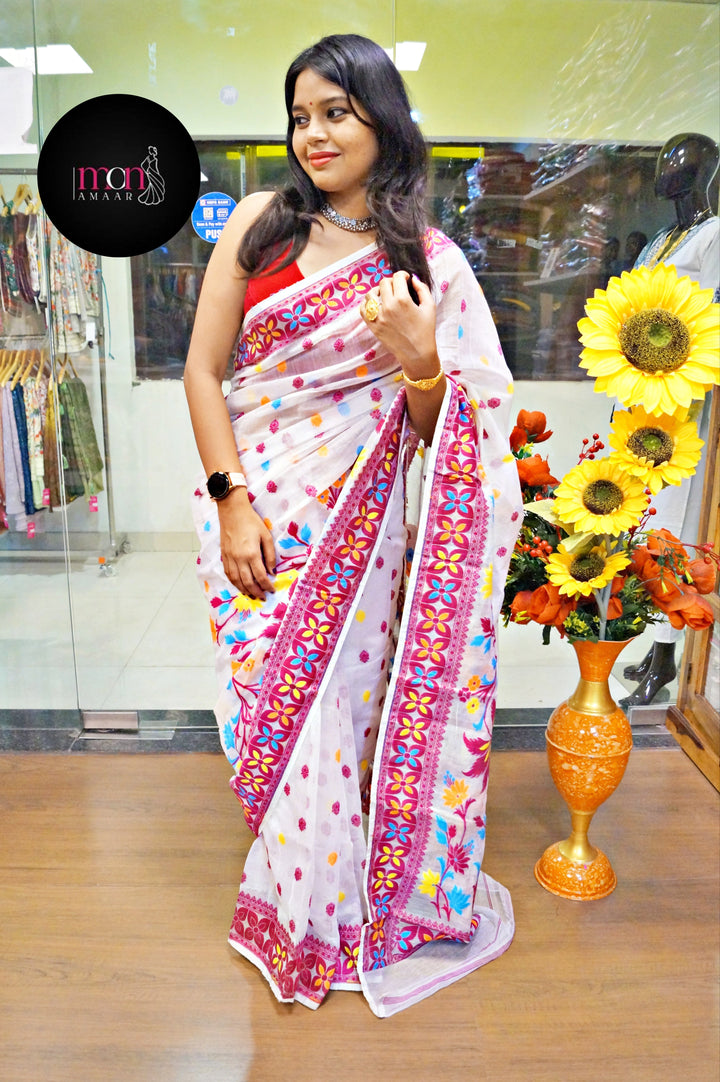 Bengal Blossom -Dhakai Jamdani Saree