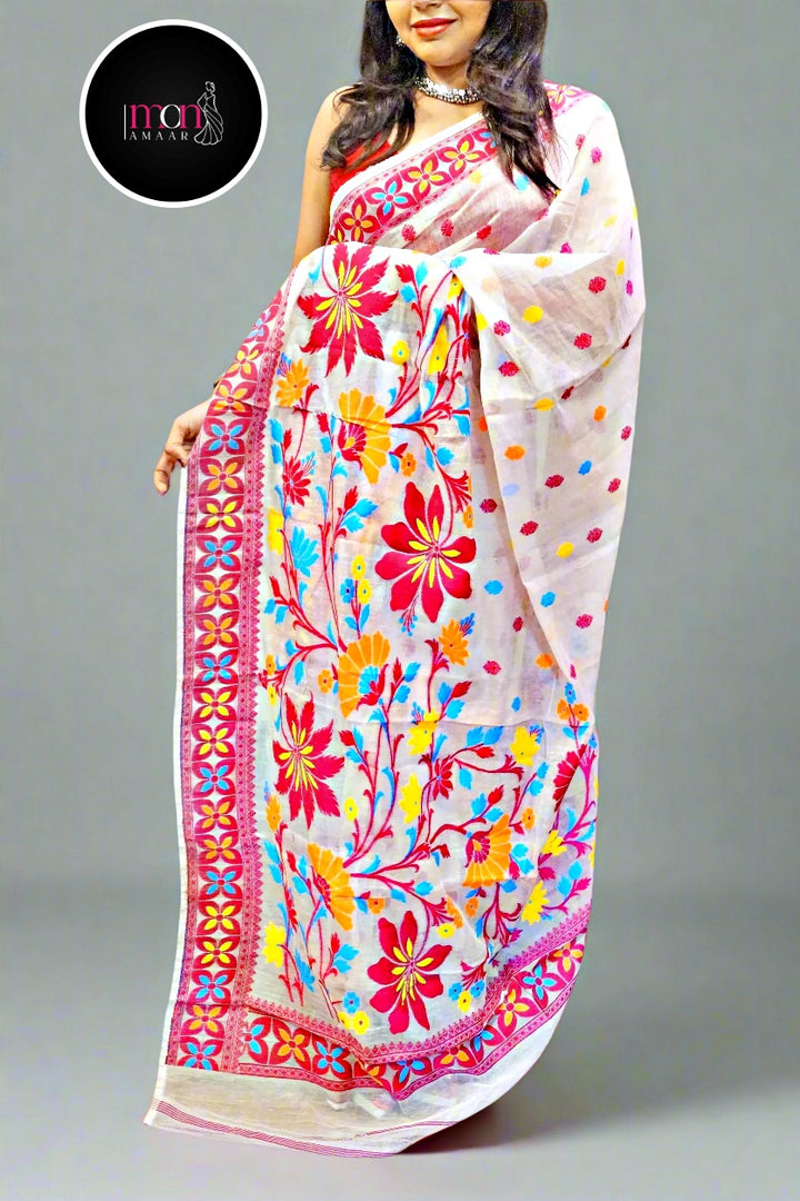 Bengal Blossom -Dhakai Jamdani Saree