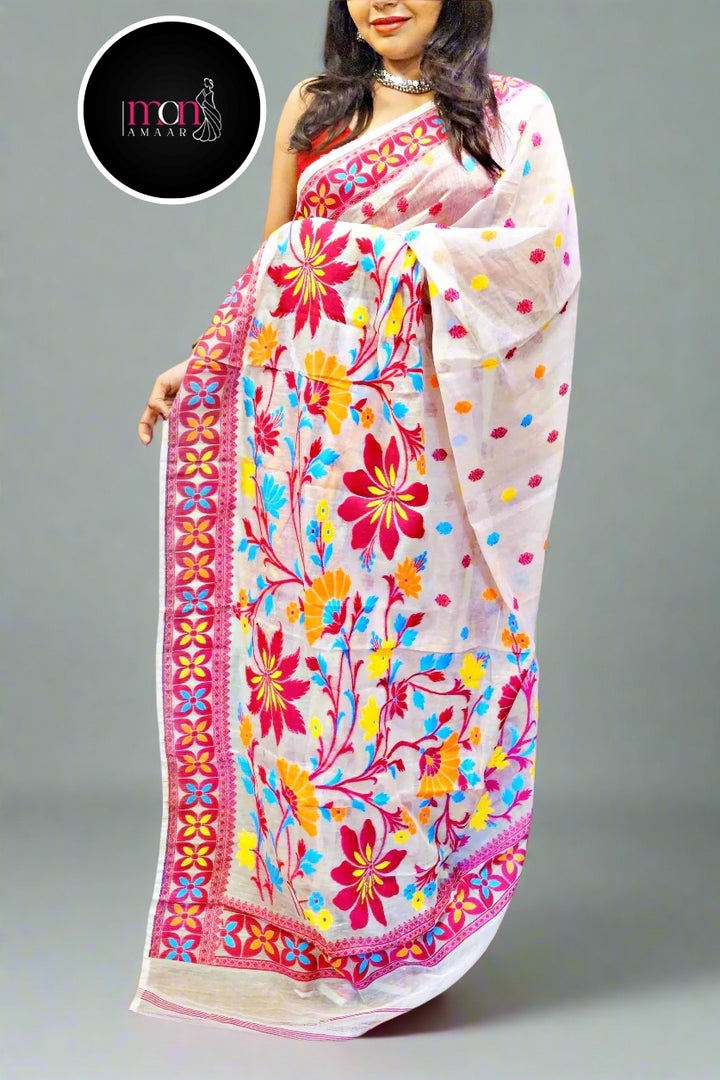 Bengal Blossom -Dhakai Jamdani Saree