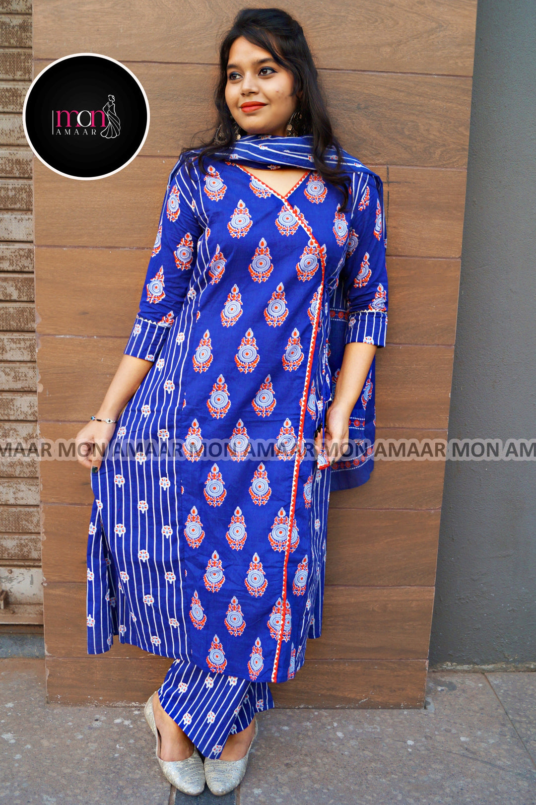 Sweetest Melody Blue Cotton Kurti Set