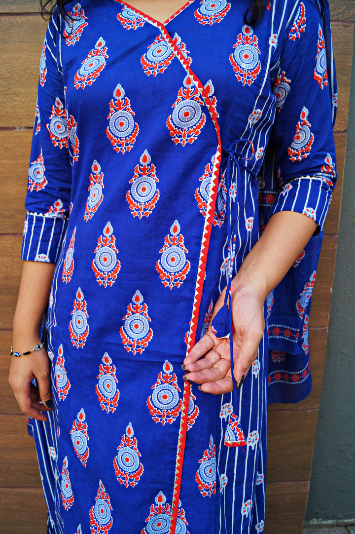 Sweetest Melody Blue Cotton Kurti Set