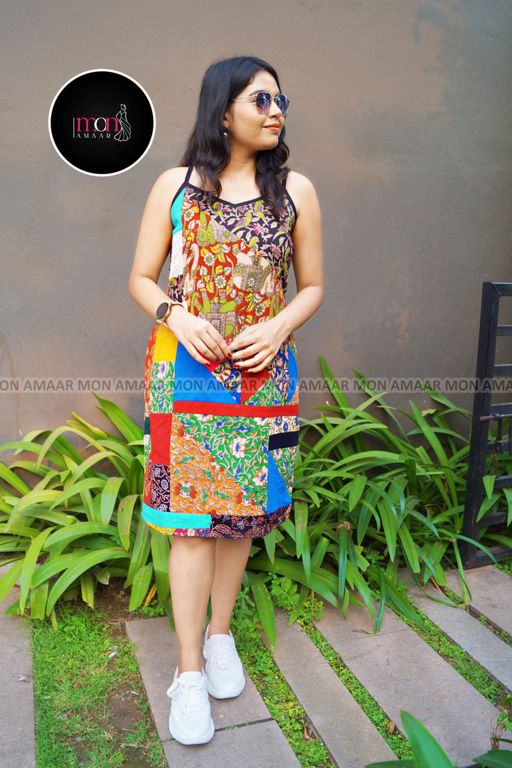 Heritage Hues -Pure Ethnic Collage  Cotton Dress