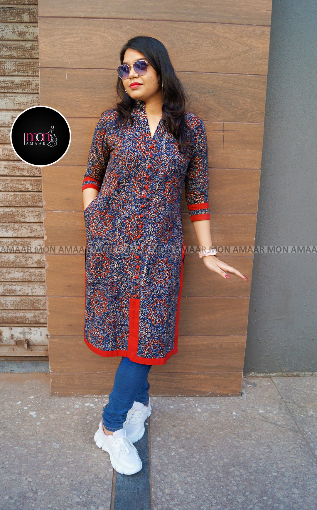 Earth Bloom-Pure Sustainable Hand Block Ajrakh Kurti