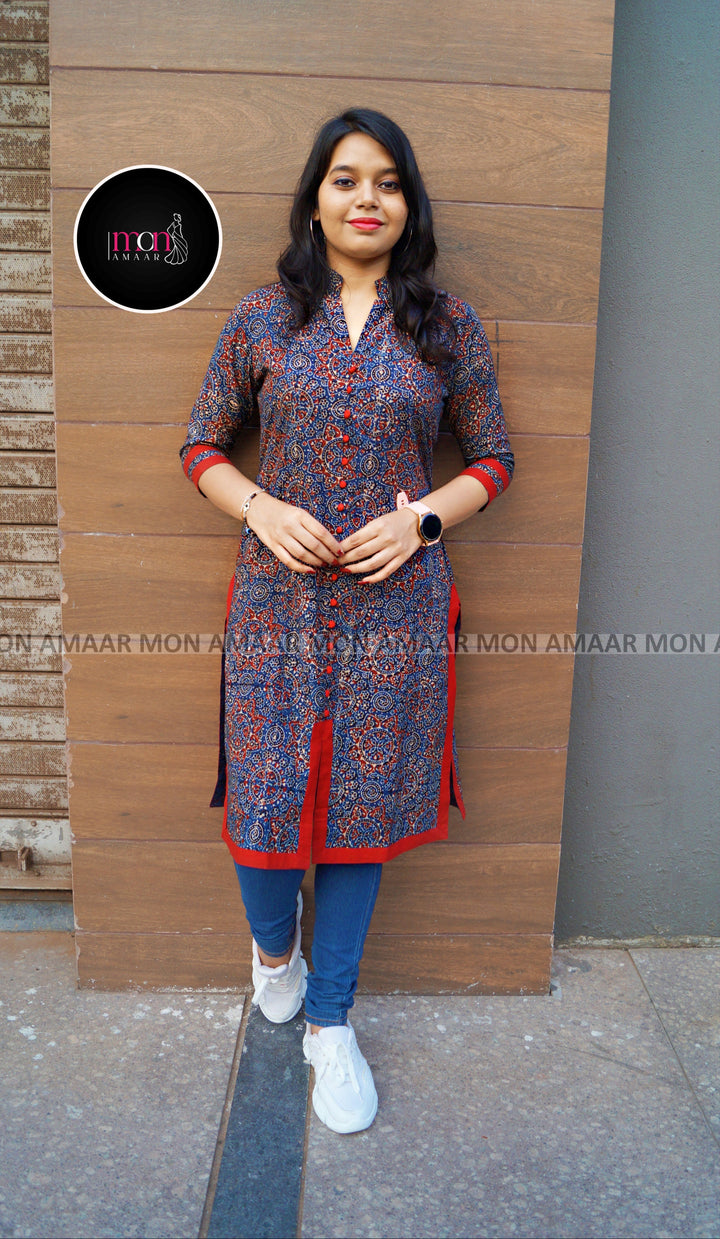 Earth Bloom-Pure Sustainable Hand Block Ajrakh Kurti