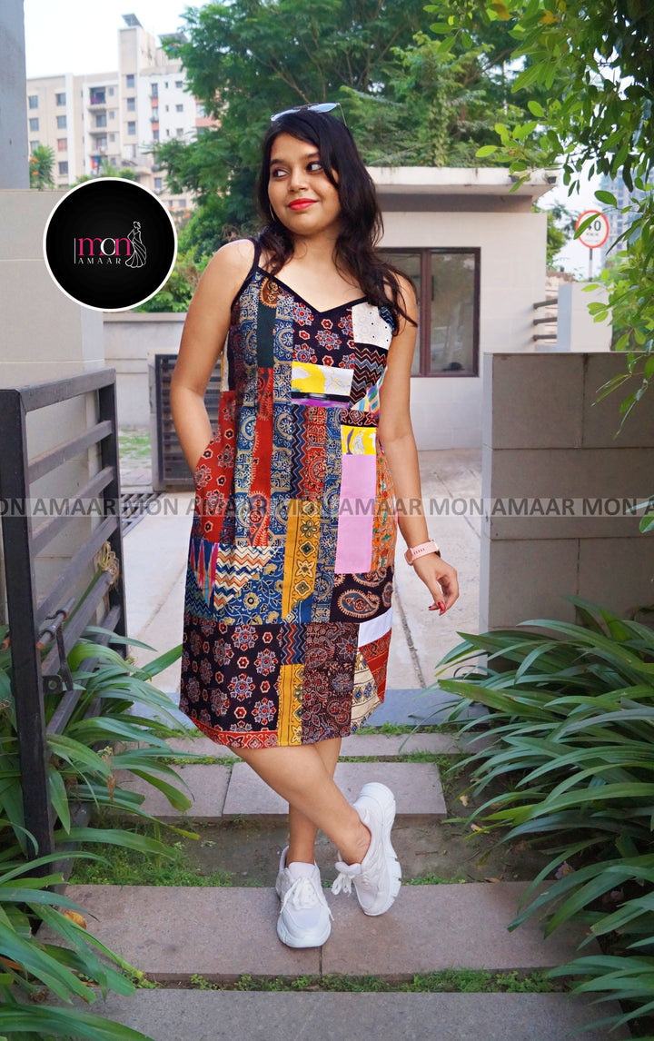 Heritage Hues -Pure Ethnic Collage  Cotton Dress