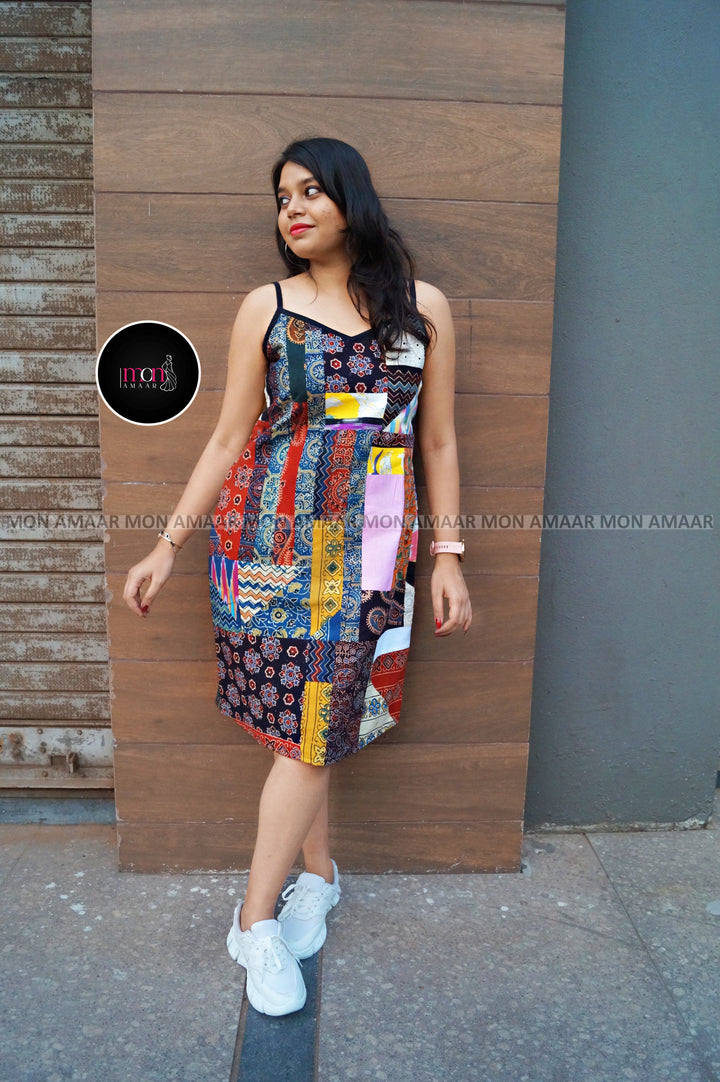 Heritage Hues -Pure Ethnic Collage  Cotton Dress