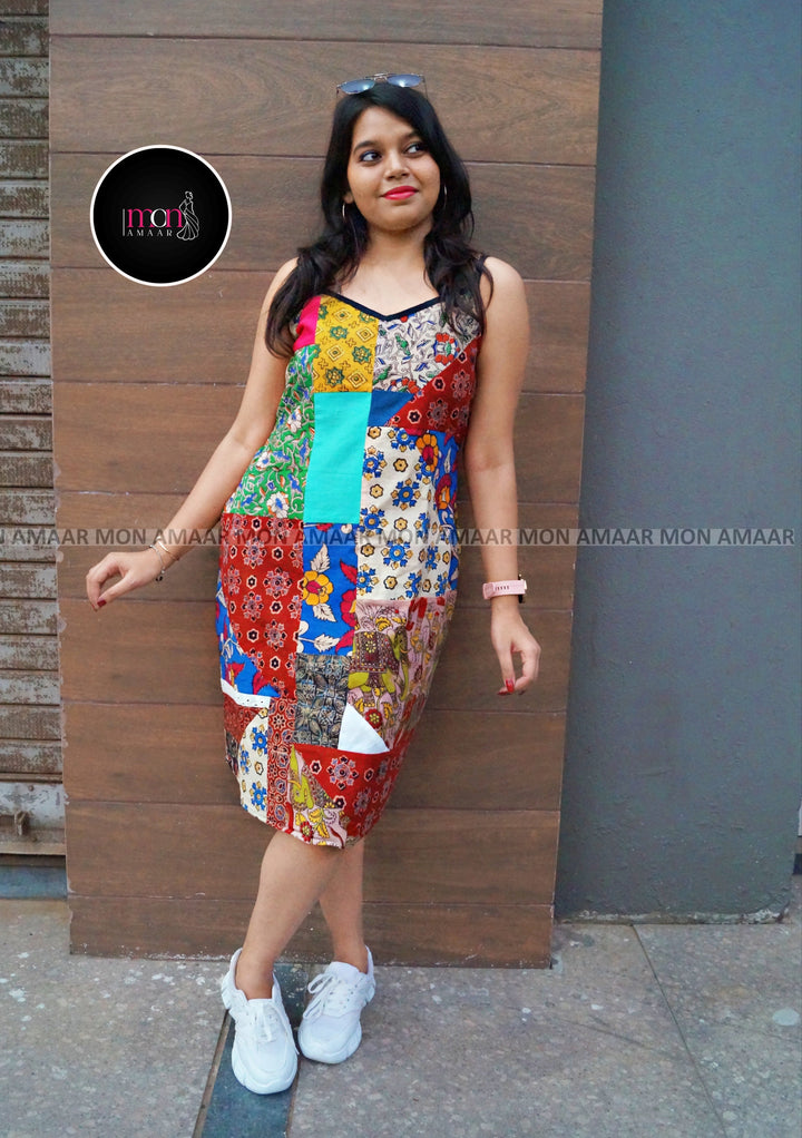 Heritage Hues -Pure Ethnic Collage  Cotton Dress