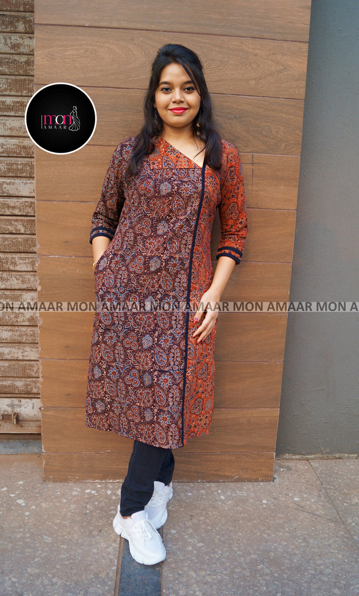 Ajrakh Grace- Sustainable Hand Block Ajrakh Kurti