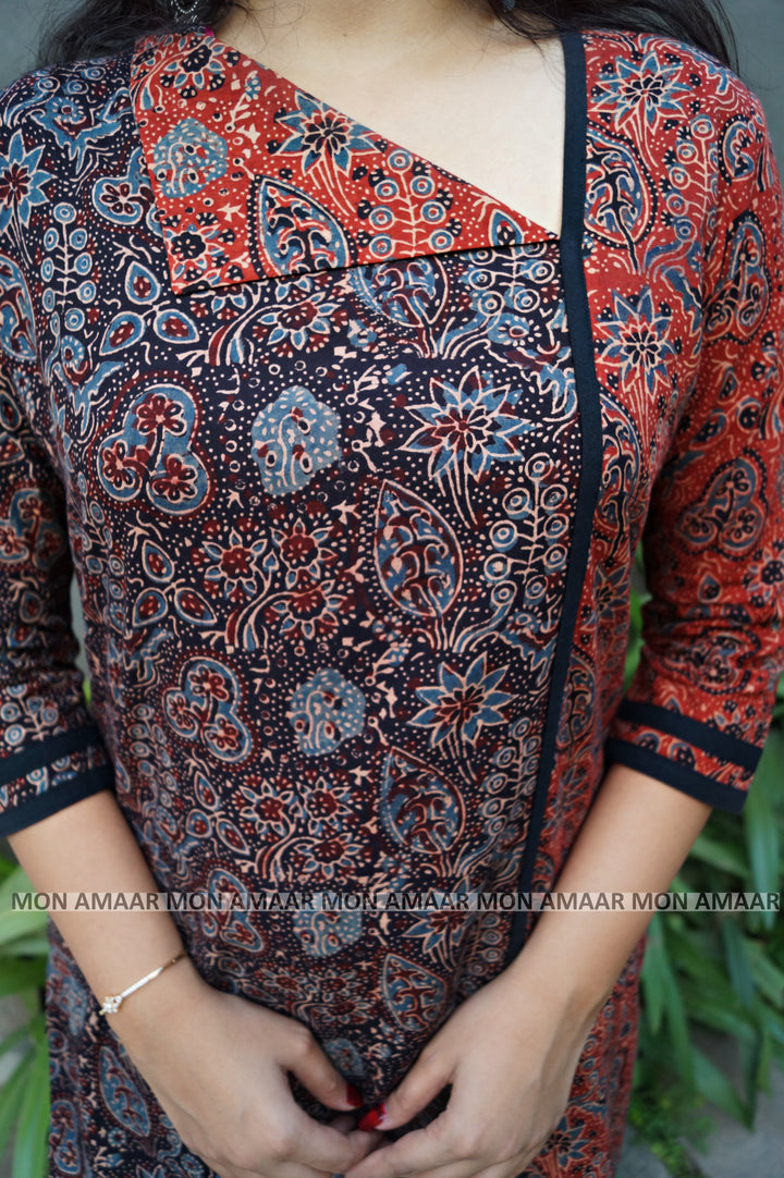 Ajrakh Grace- Sustainable Hand Block Ajrakh Kurti