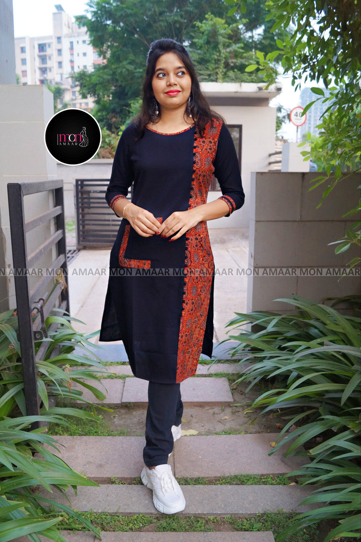 Heritage Vibe-Sustainable Hand Block Ajrakh Kurti