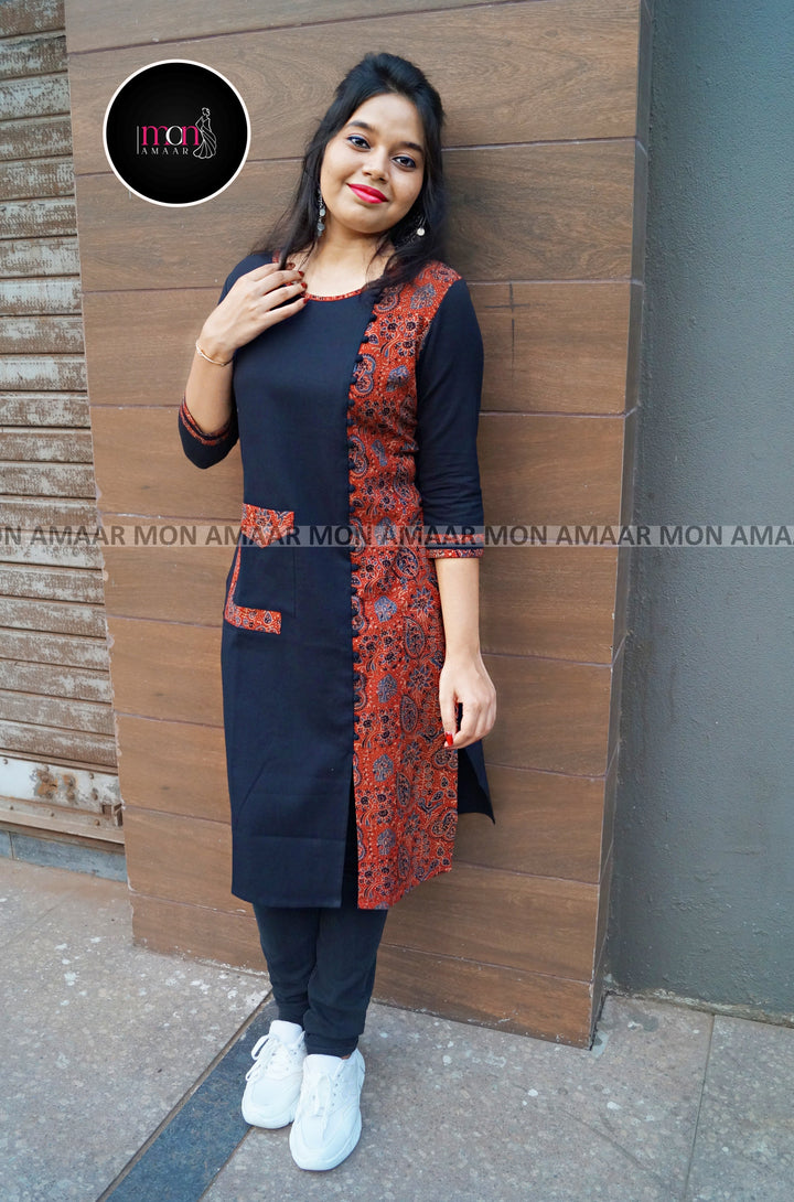 Heritage Vibe-Sustainable Hand Block Ajrakh Kurti