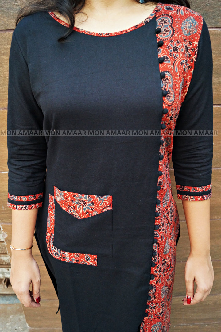 Heritage Vibe-Sustainable Hand Block Ajrakh Kurti