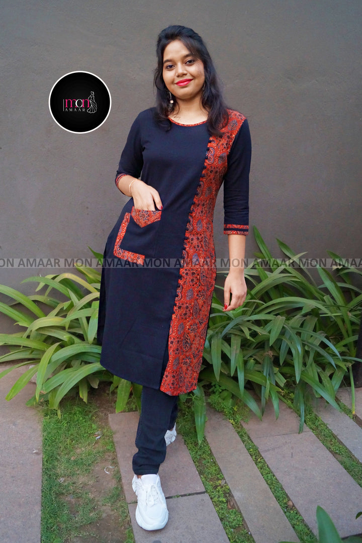 Heritage Vibe-Sustainable Hand Block Ajrakh Kurti