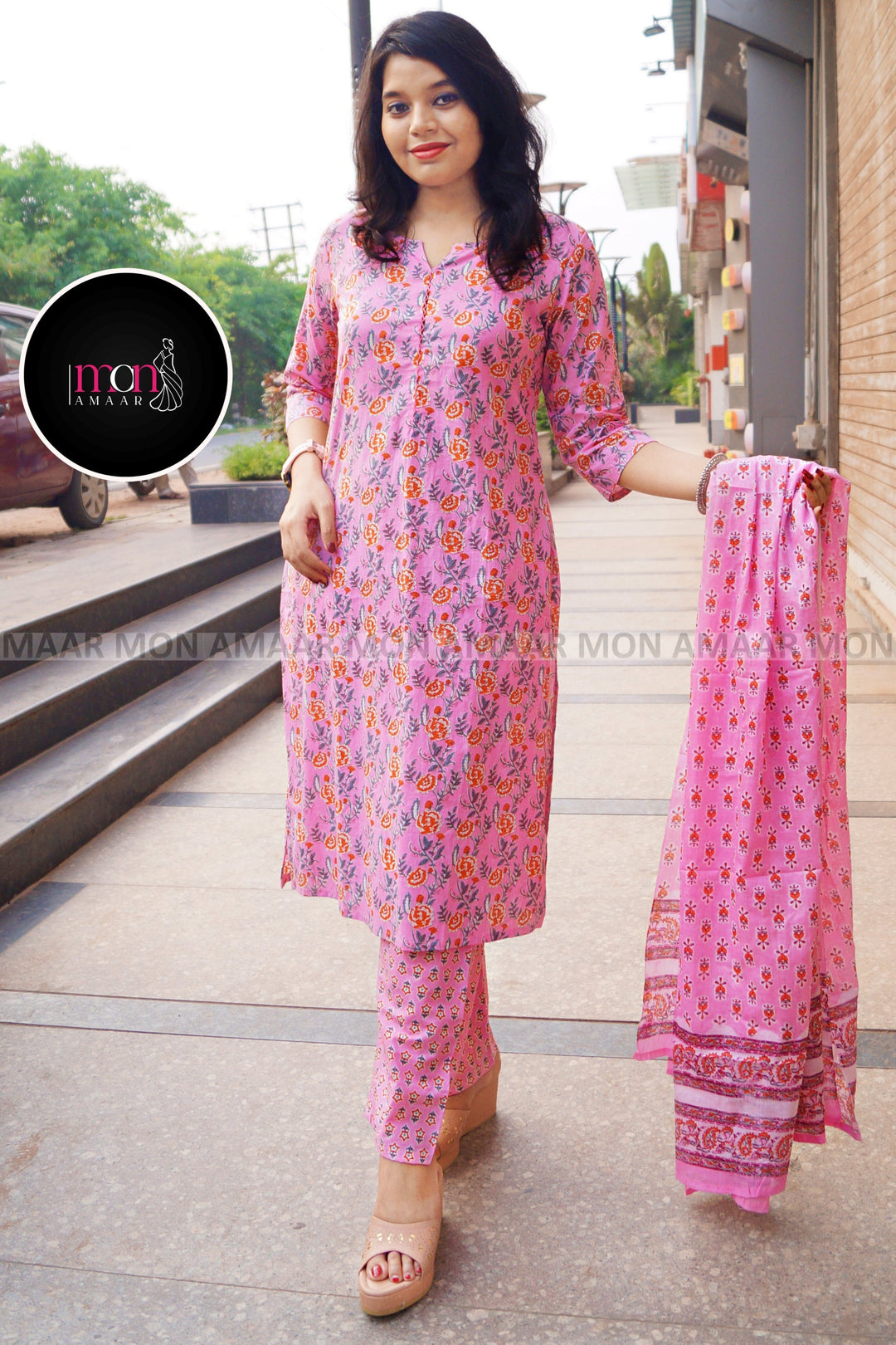 Pretty in Pink- Cotton Kurti Set