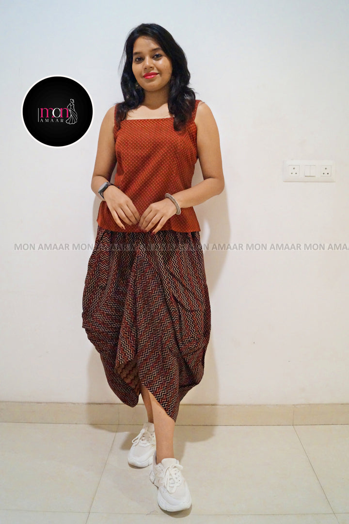 Trending Now - Sustainable Organic Top and Dhoti style Skirt Set