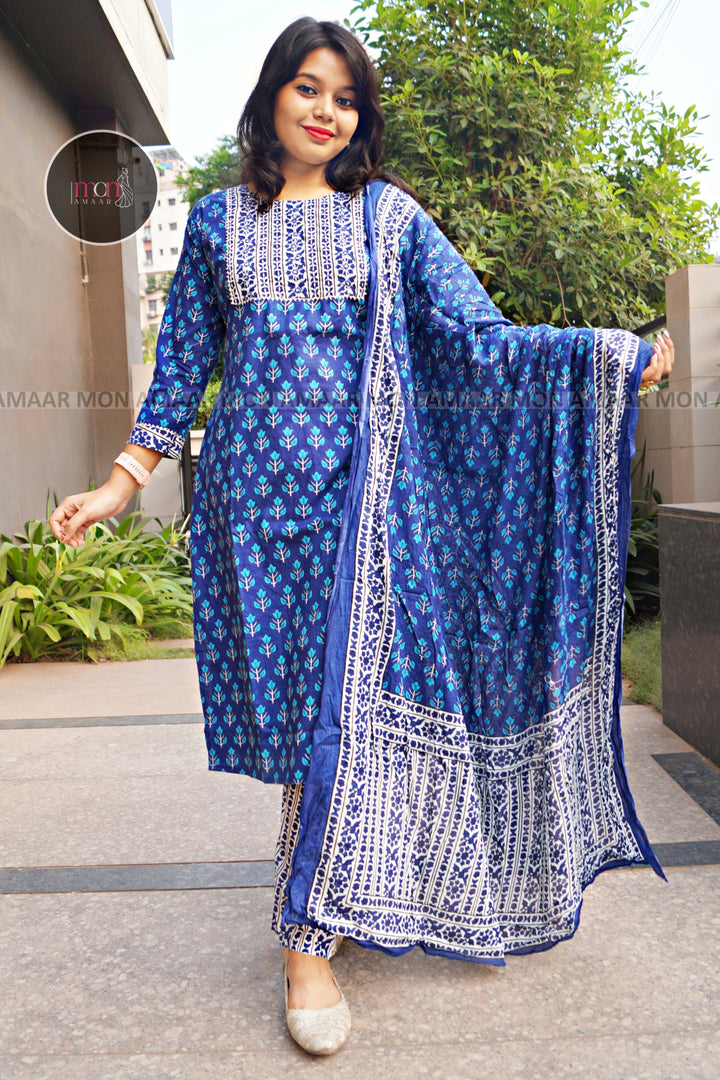 Shine and Glow-Cotton Kurti Set