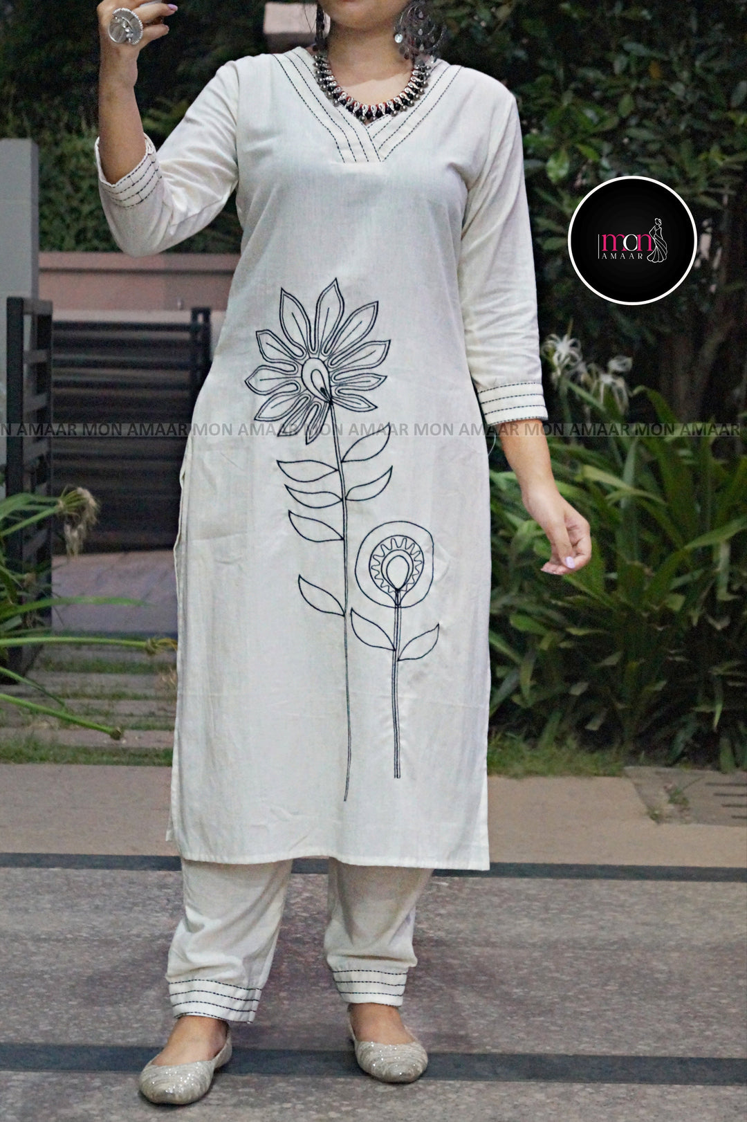 Fond Of white - Cotton Kurti Set