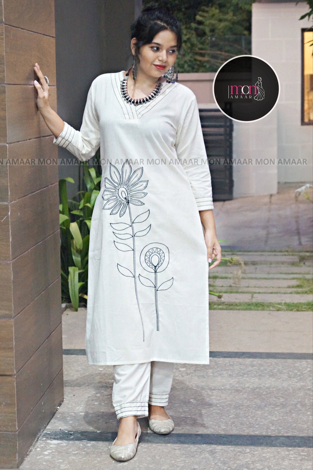 Fond Of white - Cotton Kurti Set