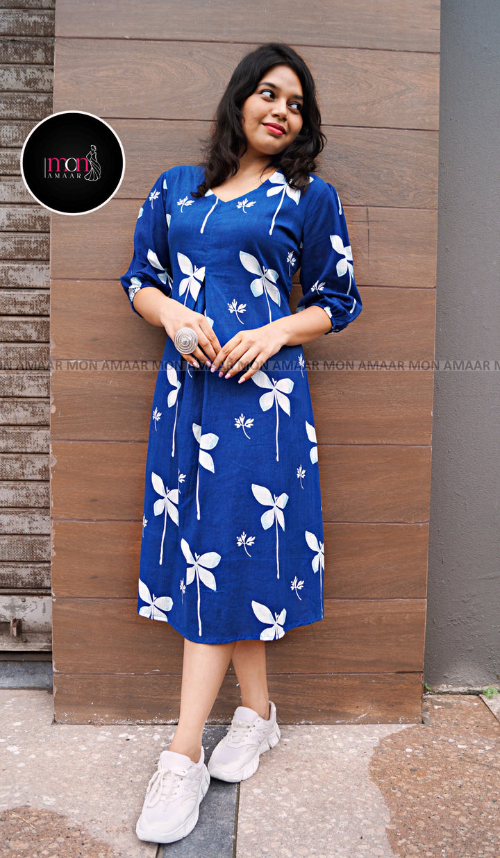 Confidence In Blue Cotton Dress