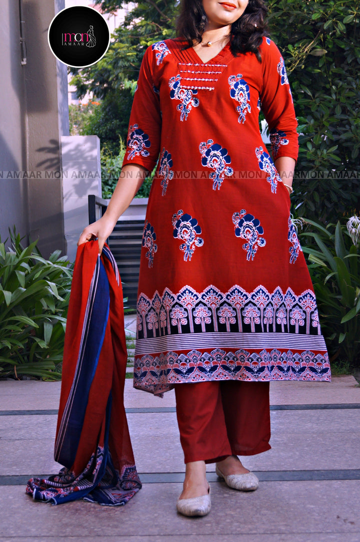 Artistic Sweetness- Cotton Kurti Set