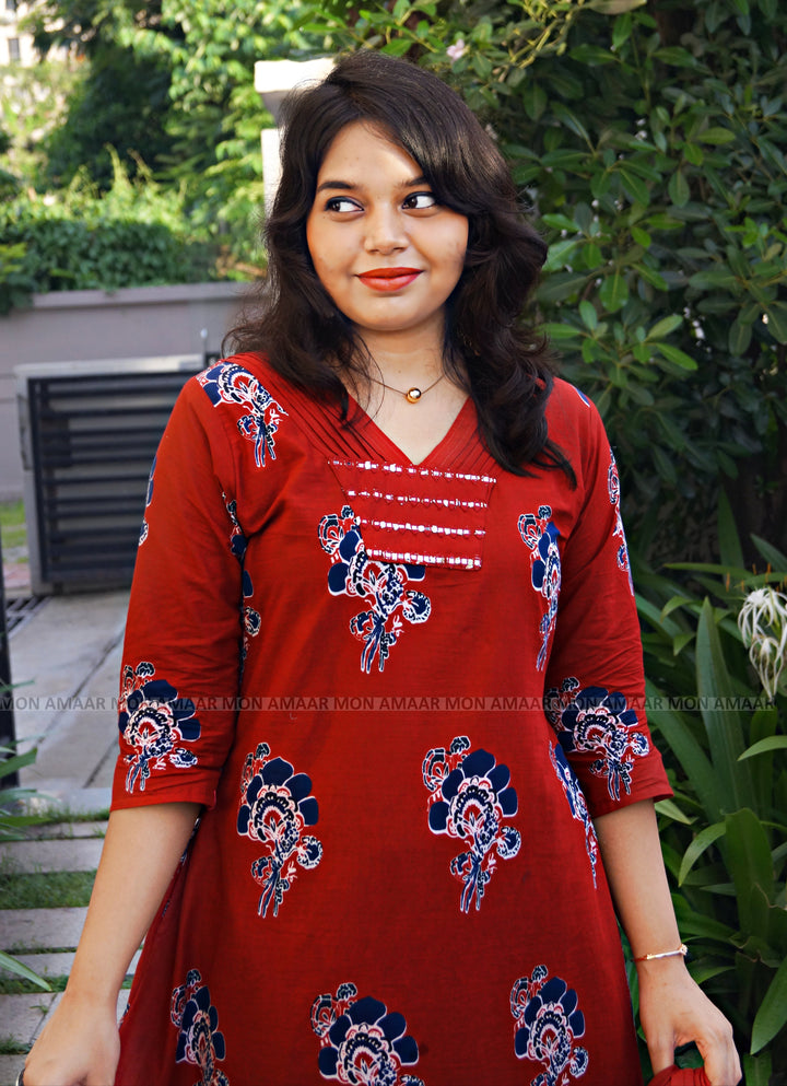 Artistic Sweetness- Cotton Kurti Set