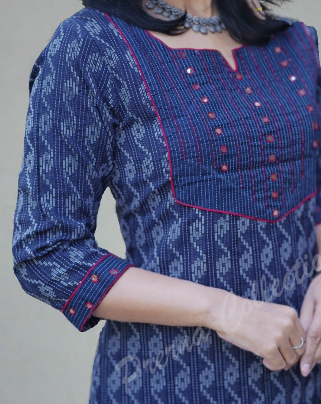 Blue League Cotton Kurti Set