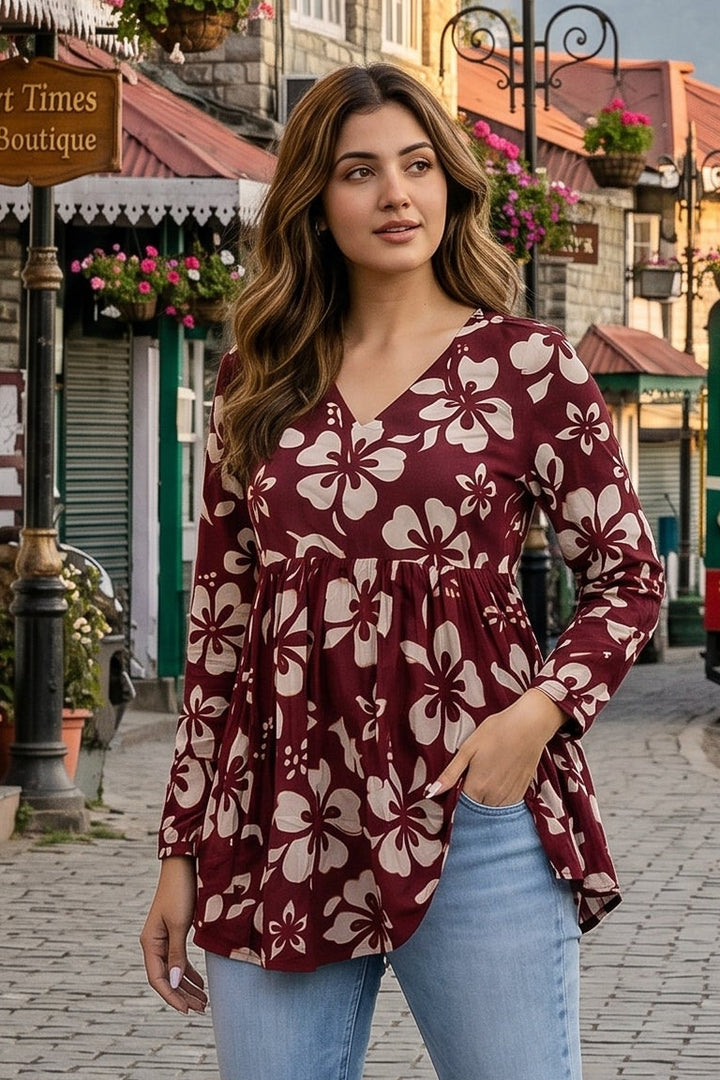 Heart's Embrace Printed Rayon Top