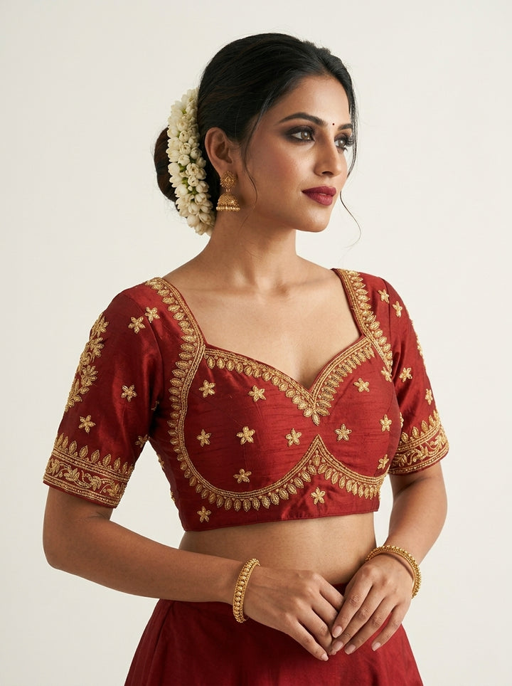 Maroon Serenity Fancy Silk Blouse