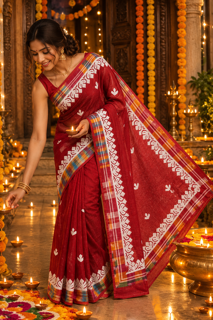 Aloklata Cotton Kota Applique Saree