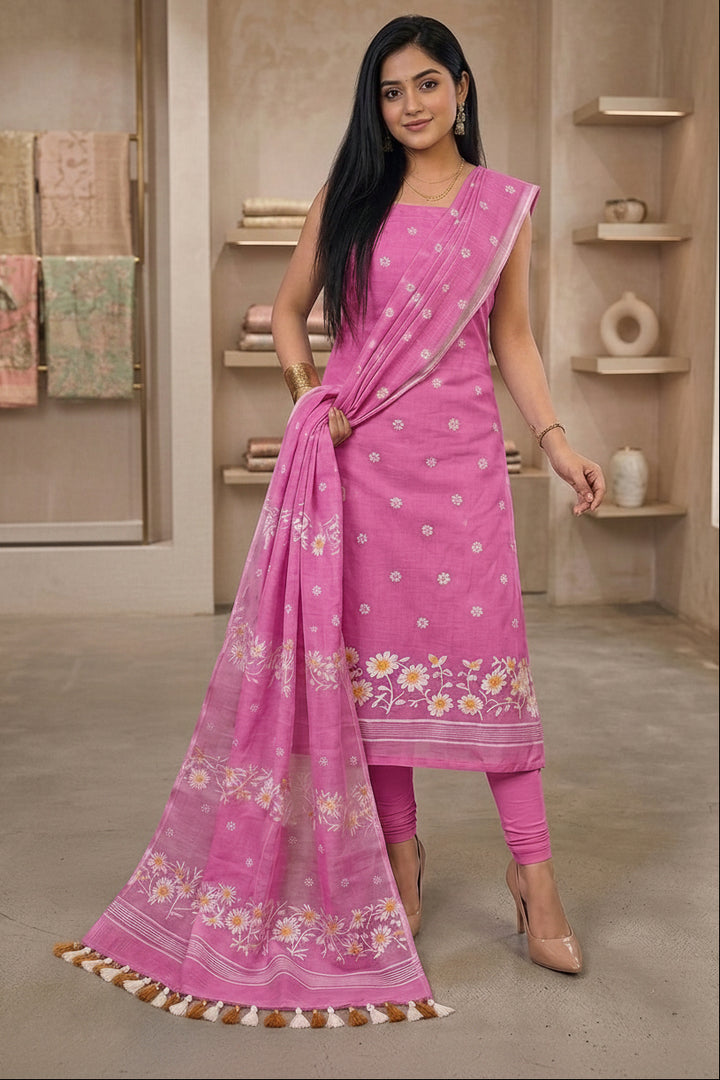 Krishnakoli Cotton Silk Unstitched Dress Material (Kurti Piece and Dupatta)