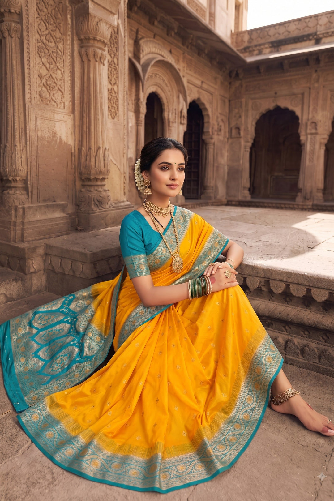 Captured In The Folds-Designer Silk Saree