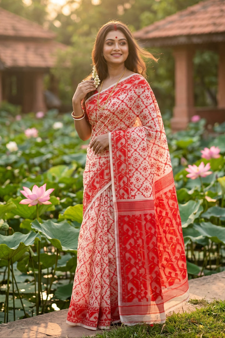 Dhruva tara Dhakai Jamdani Saree