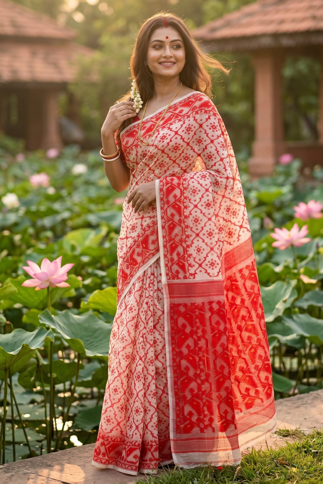 Dhruva tara Dhakai Jamdani Saree