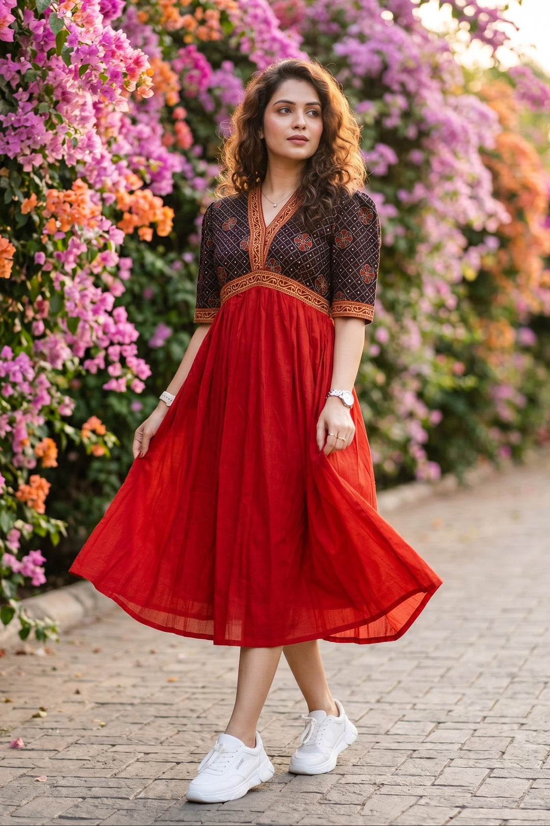 Kalpanik Ajrakh-Alia Cut Sustainable Handloom Dress