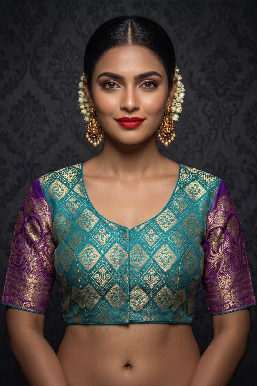 Rajeshwari Grace- Katan Silk Banarasi Zari Woven Designer Blouse
